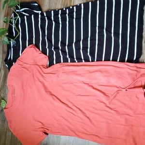 Time and Tru Medium T-shirt dress bundle. Black and white striped and coral